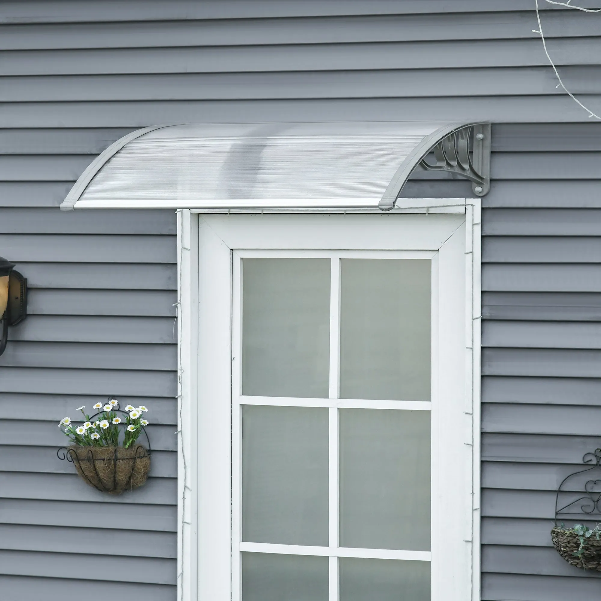 100x80cm Anti-UV Polycarbonate Outdoor Canopy for Doors and Windows - Image 2