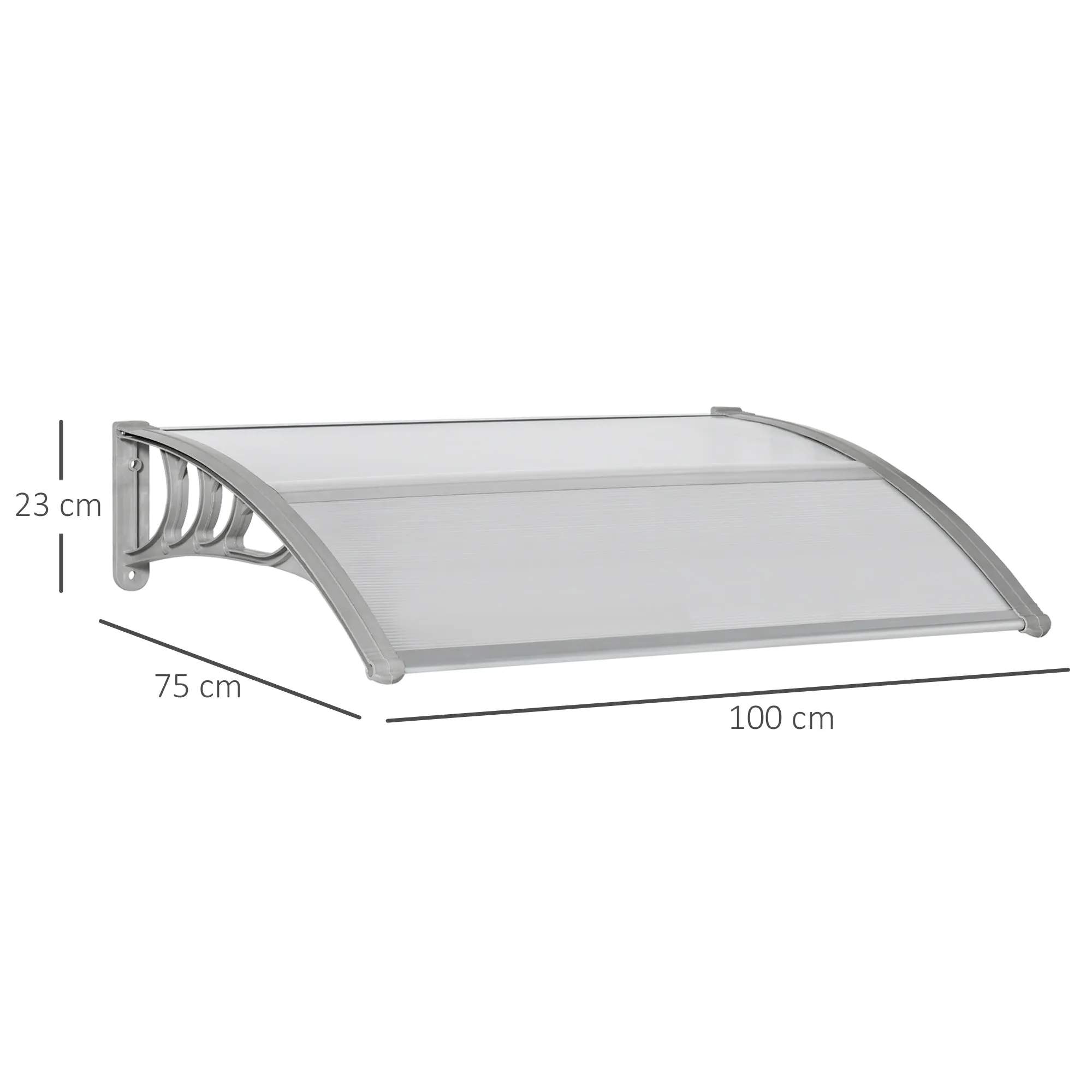 100x80cm Anti-UV Polycarbonate Outdoor Canopy for Doors and Windows - Image 3