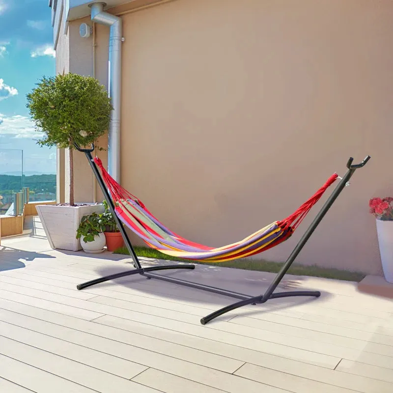 Freestanding Garden Hammock with Steel Frame and Multicolored Cotton, Carrying Case Included - Image 2