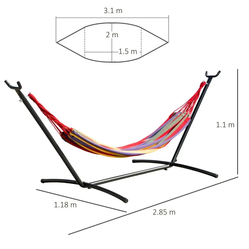 Freestanding Garden Hammock with Steel Frame and Multicolored Cotton, Carrying Case Included - Image 3