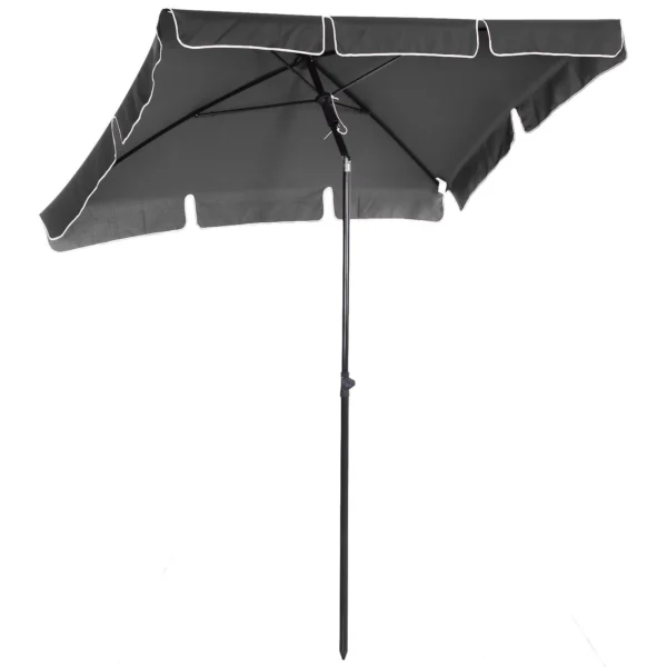 2x1.3m Rectangular Garden Umbrella with Adjustable Tilt and Aluminum Pole, Gray and Black