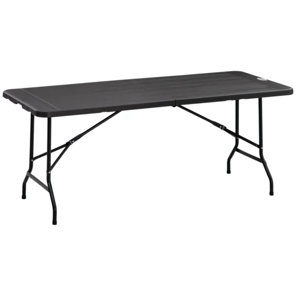Folding Garden Table for 6 People in Steel and HDPE, 180x75.5x73cm, Dark Grey