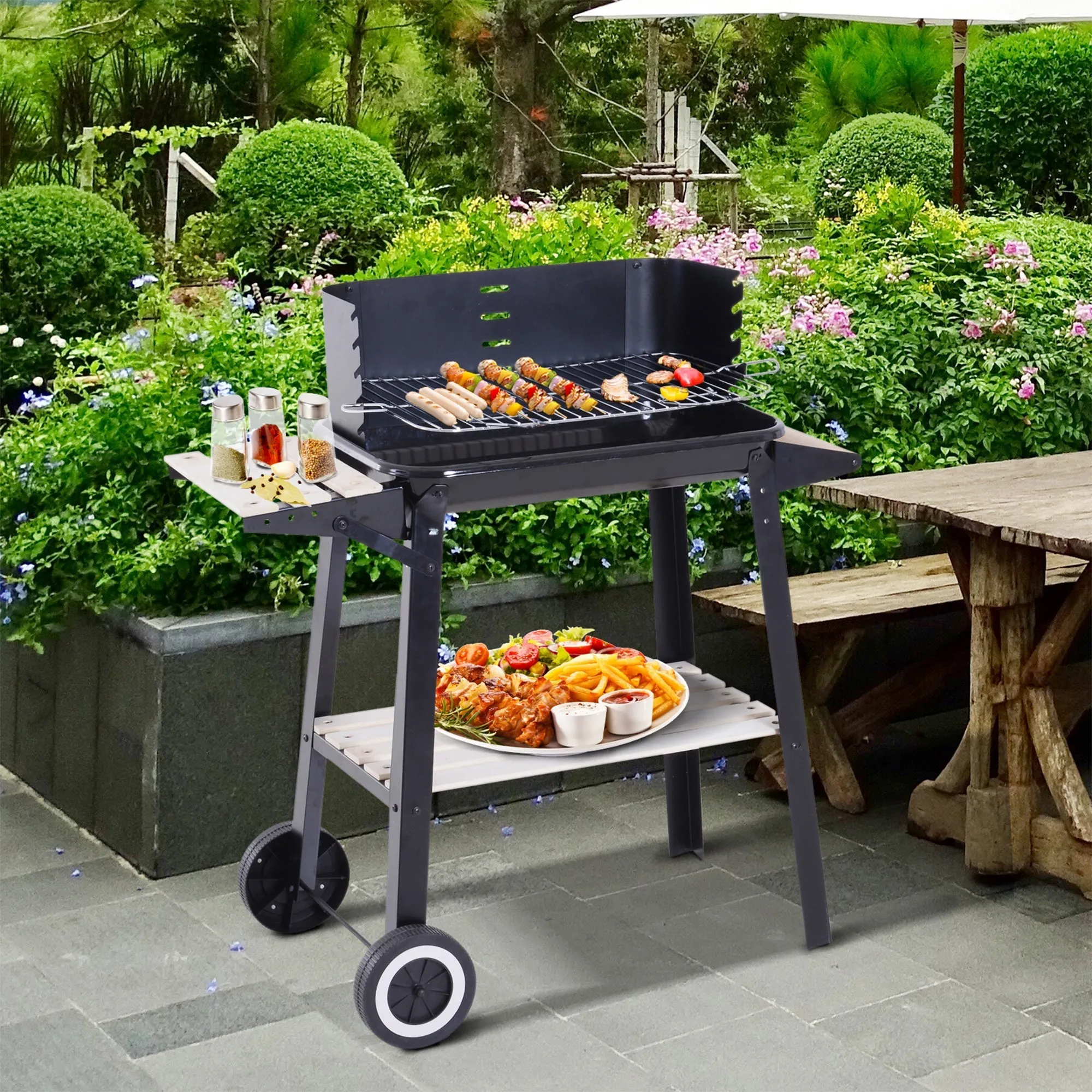 Black Charcoal Barbecue Grill - Image 2