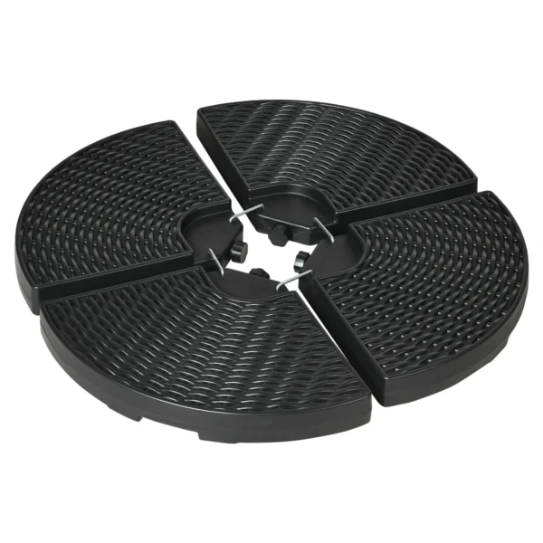 4-Piece HDPE Water and Sand Fillable Umbrella Base, Ø100x8cm, Black
