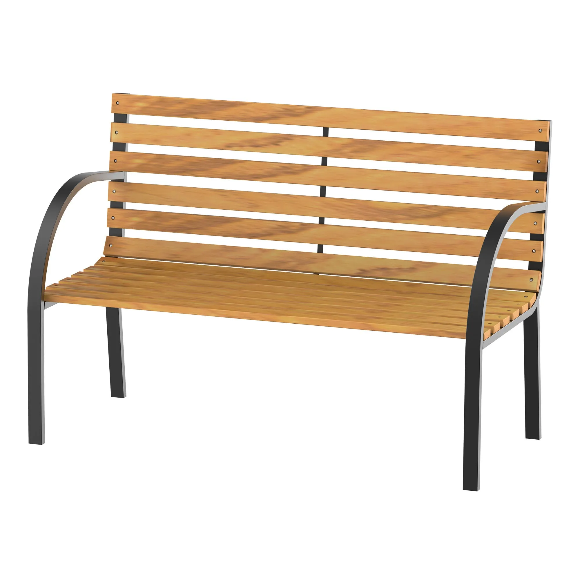 2-Seater Wooden Bench, Outdoor Bench, Garden, Balcony or Terrace 122x60x83cm, Black and Wood Color
