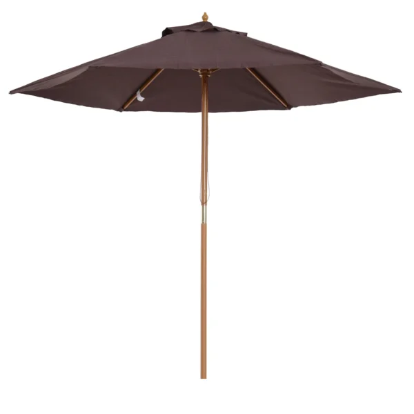 Garden Umbrella 2.5x2.3 m with 6 Ribs and Crank Handle, Made of Wood and Polyester, Brown