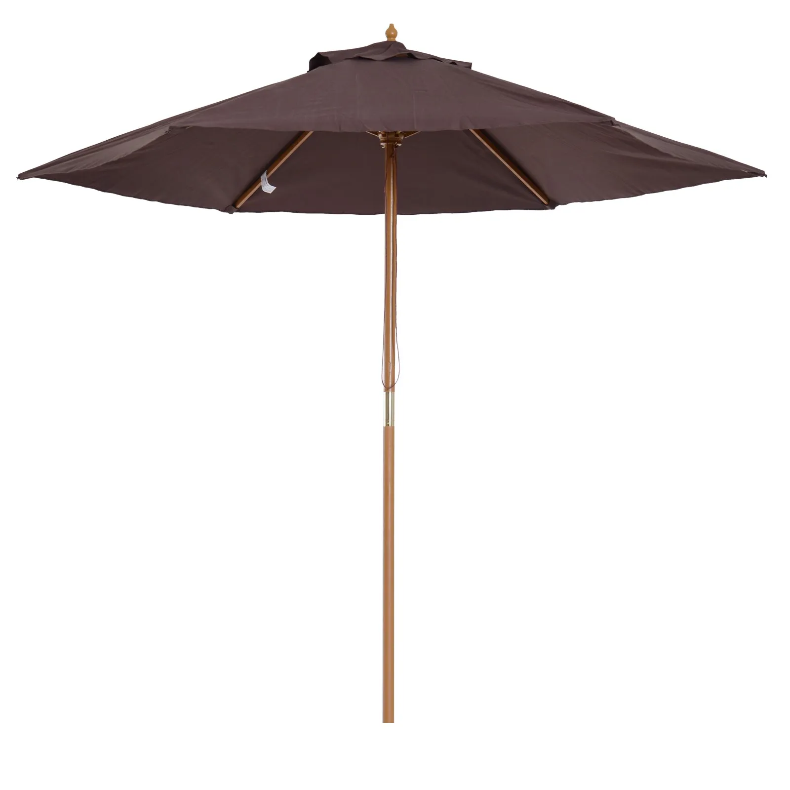Garden Umbrella 2.5x2.3 m with 6 Ribs and Crank Handle, Made of Wood and Polyester, Brown