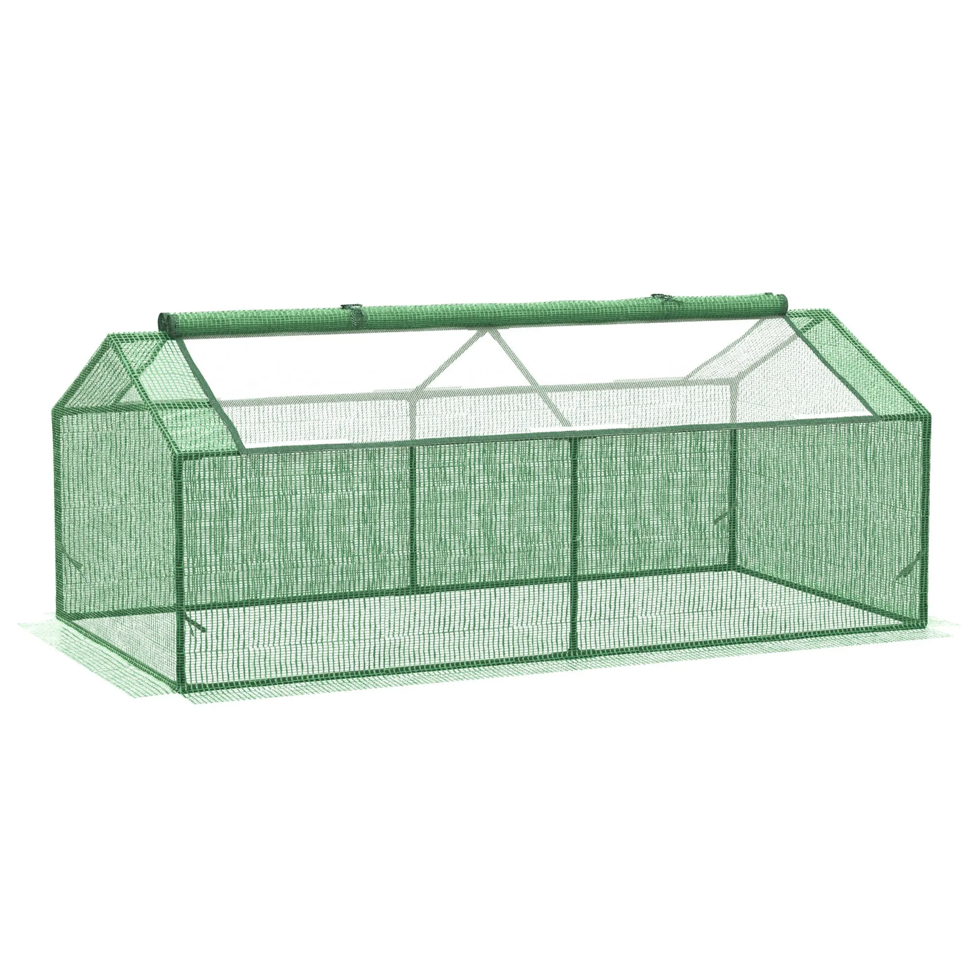 Small Greenhouse for Garden and Balcony with Windows and PE Cover, 180x90x70cm, Green