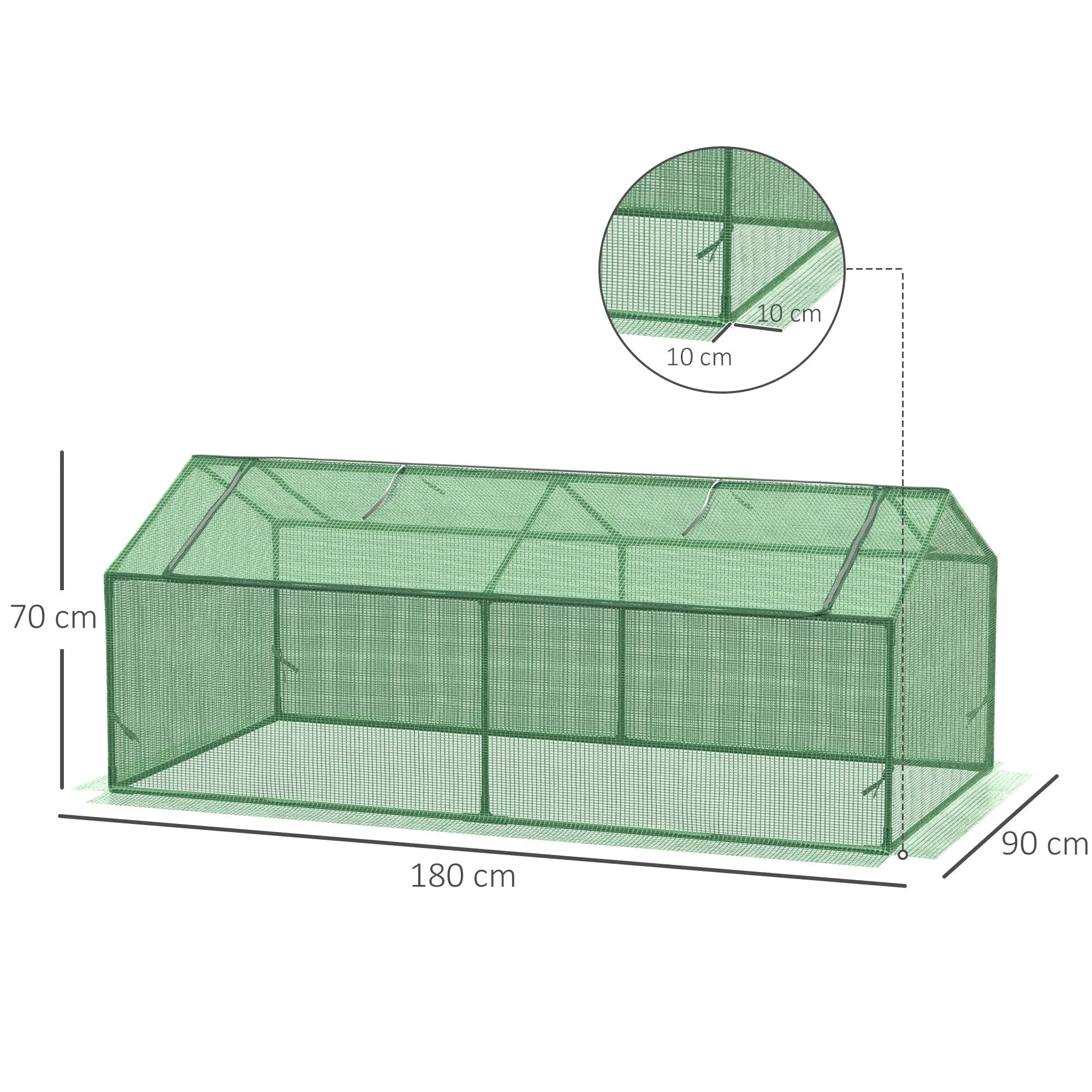 Small Greenhouse for Garden and Balcony with Windows and PE Cover, 180x90x70cm, Green - Image 3