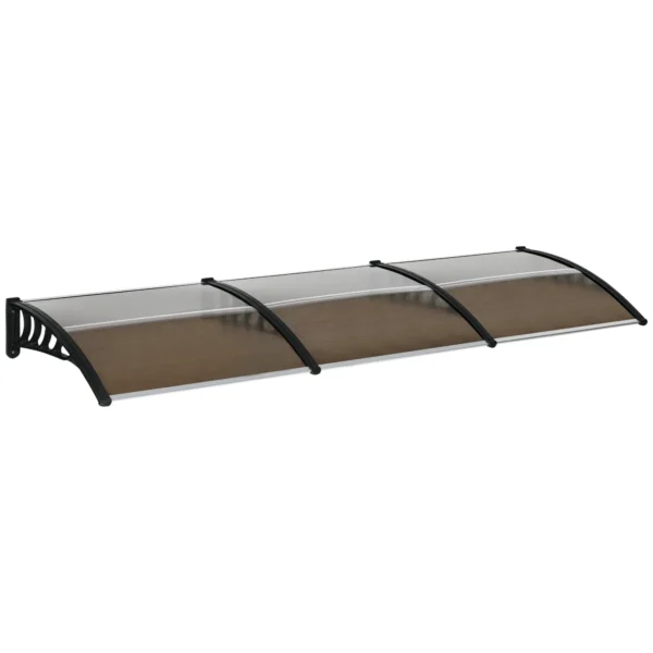 Outdoor Canopy for Windows and Doors, in Polycarbonate and Aluminum, 303x100x26cm - Brown