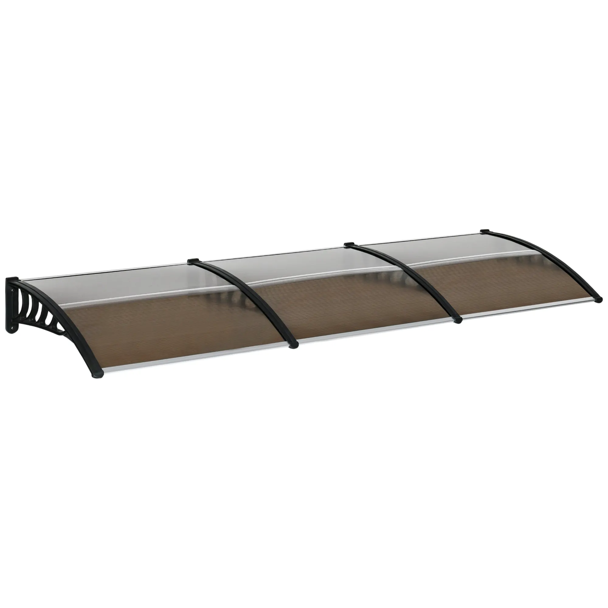 Outdoor Canopy for Windows and Doors, in Polycarbonate and Aluminum, 303x100x26cm - Brown
