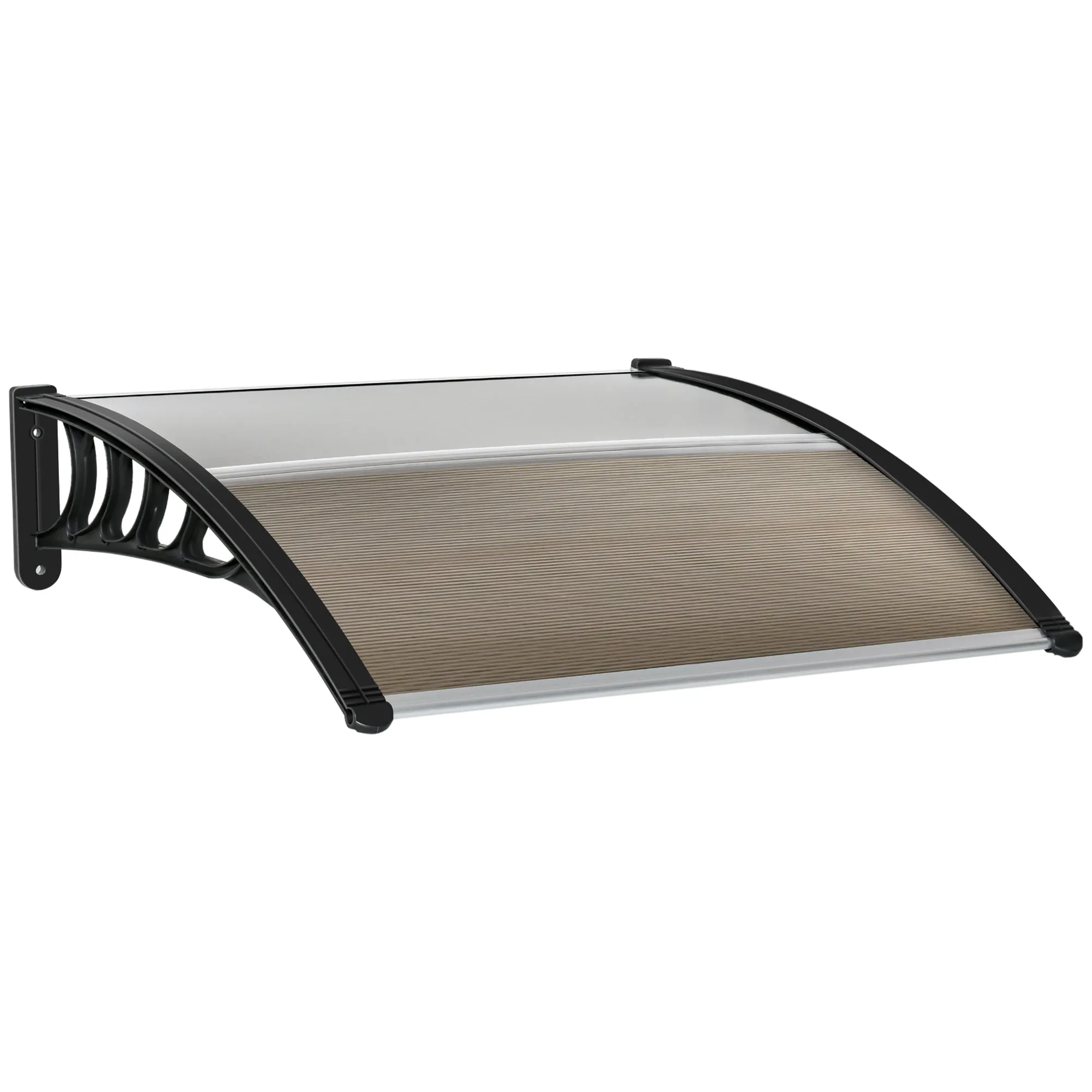 Outdoor Polycarbonate Canopy for Doors and Windows with Assembly Kit 103x96. 5x27cm - Brown