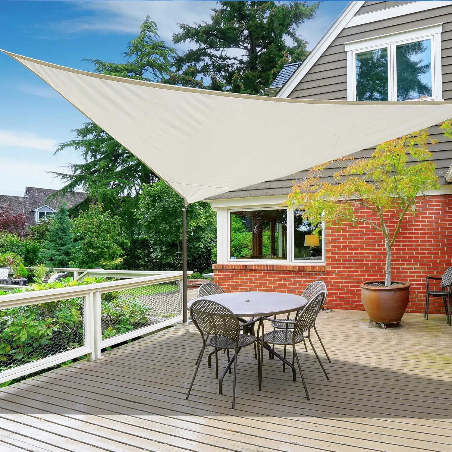 Sail Shade Sail Polyester Triangle Sun Shade Sail (Color: White, Size: 6x6x6m) - Image 2
