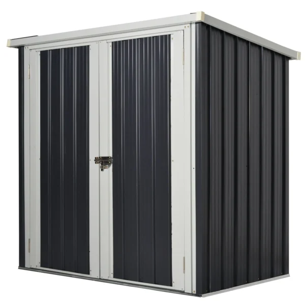 Steel Sheet Garden Shed with Double Door, 147x86x134cm, Black and White