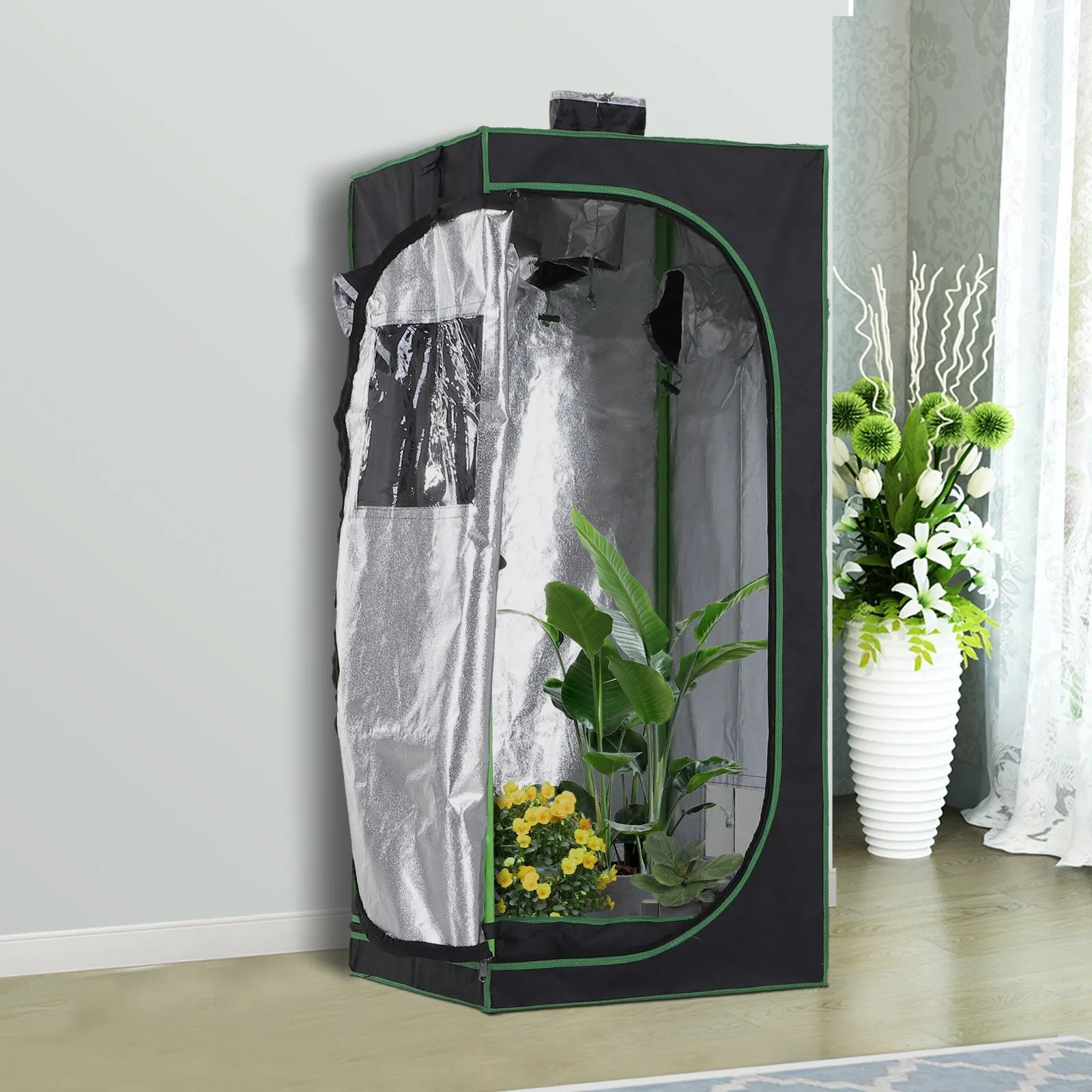 Hydroponic Grow Tent in Mylar and Oxford 600D for Reflecting Light Grow Box Grow Tent 60x60x140 cm - Image 2