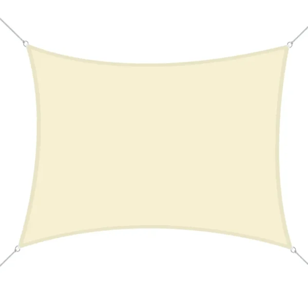 4x6m Rectangular Shade Sail, Breathable Anti-UV Polyester Outdoor Awning, Cream White