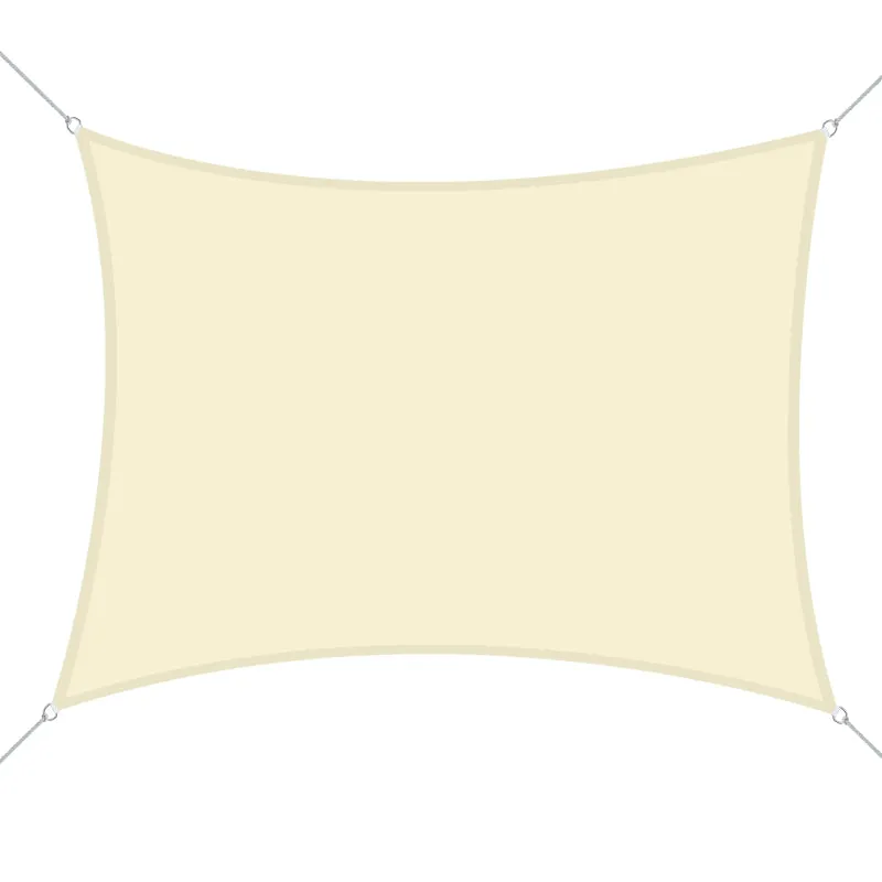4x6m Rectangular Shade Sail, Breathable Anti-UV Polyester Outdoor Awning, Cream White