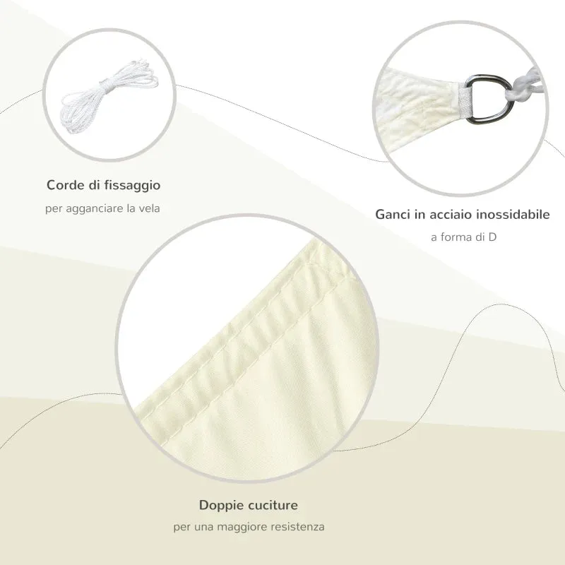 4x6m Rectangular Shade Sail, Breathable Anti-UV Polyester Outdoor Awning, Cream White - Image 3