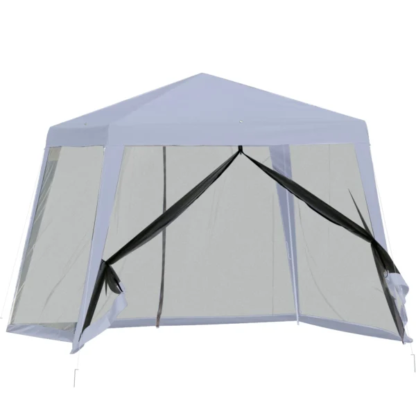 OLIVIA | Waterproof Gazebo with Mosquito Nets Outdoor Garden Tent Polyester 3 x 3 x 2.45 m Grey