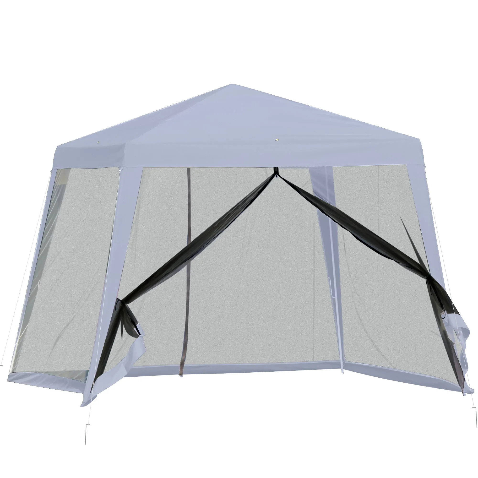 OLIVIA | Waterproof Gazebo with Mosquito Nets Outdoor Garden Tent Polyester 3 x 3 x 2.45 m Grey