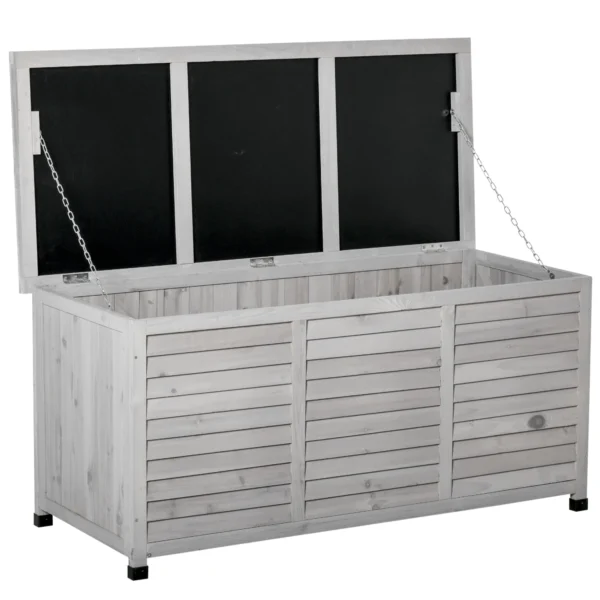 Fir Wood Storage Bench, Outdoor Chest with Non-Slip Feet 127x56x60cm, Grey