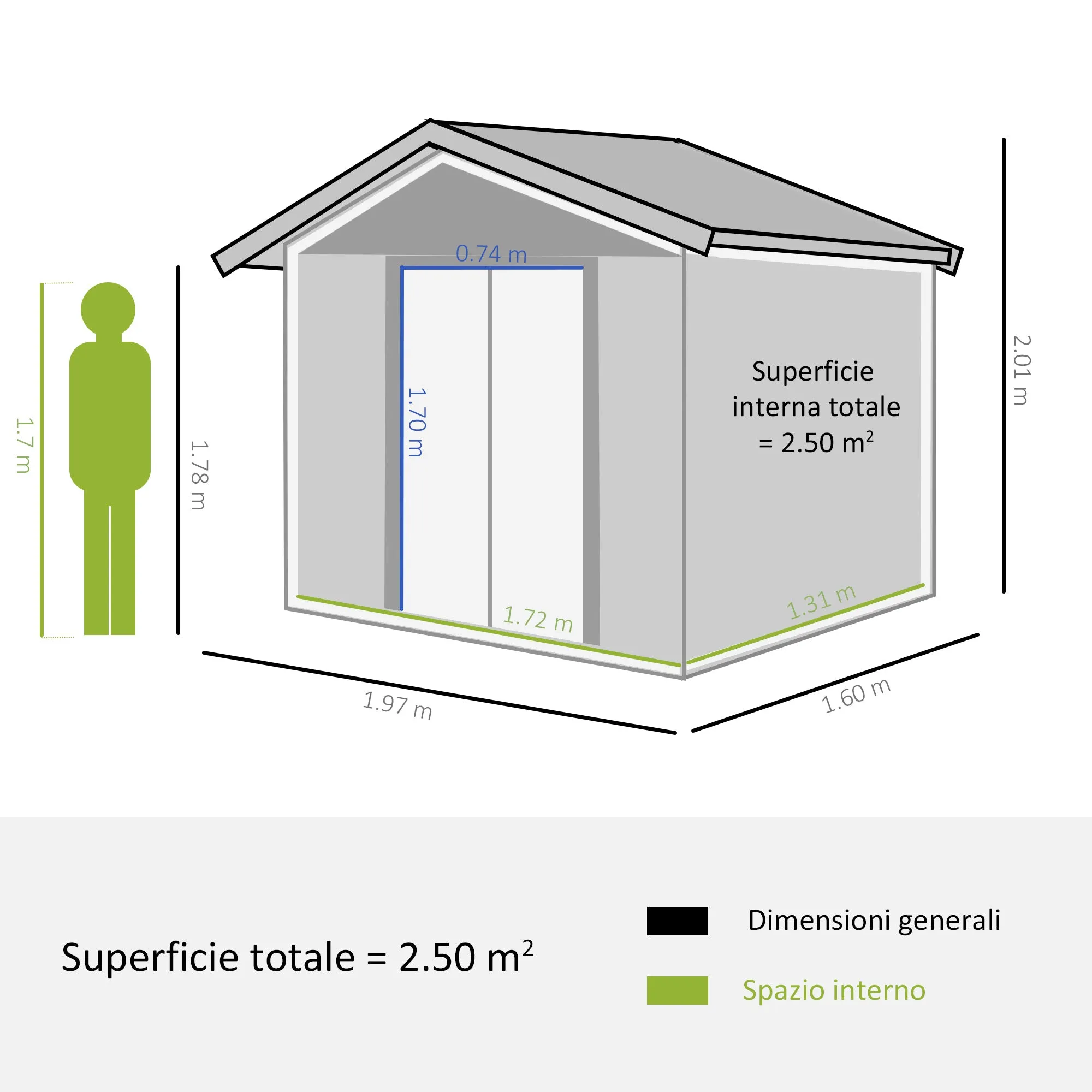 Steel and PP Garden Shed with Air Vents, 197x163x178-200 cm, Brown - Image 3