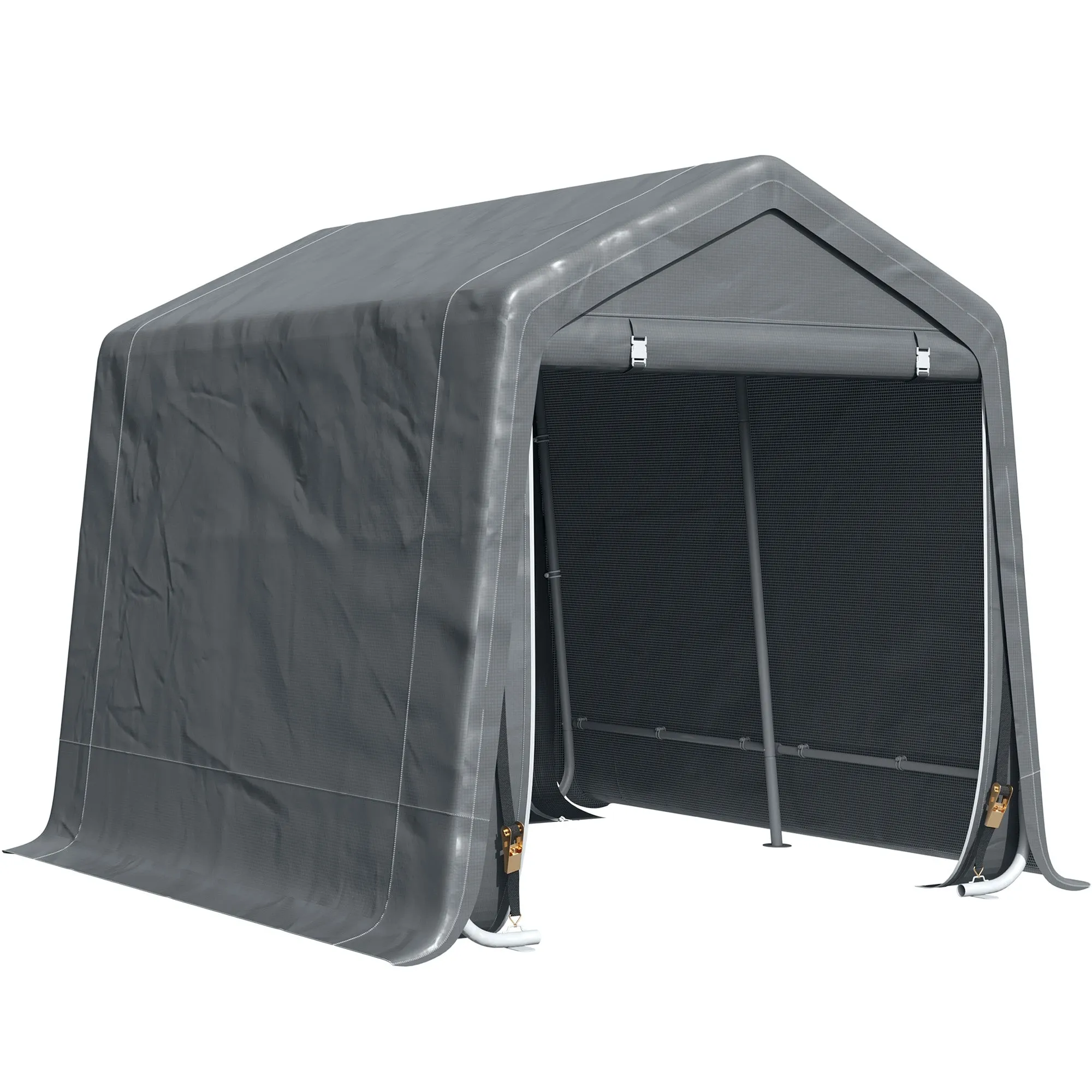 Garage Tent for Cars, Motorcycles and Tools in Metal and PE Fabric, 280x240x240cm, Grey