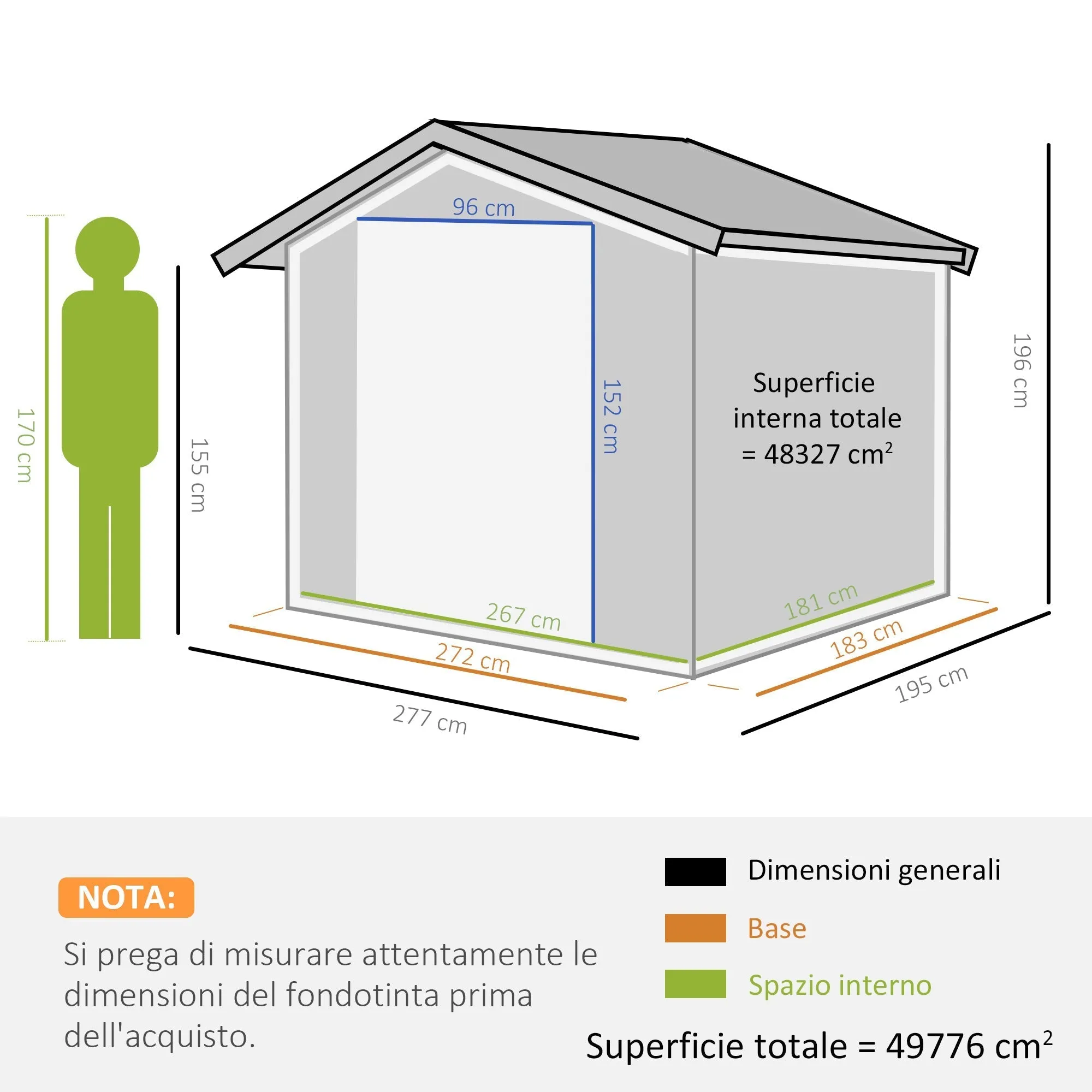 Garden Shed with Double Sliding Doors Steel Sheet, Steel Garden Shed, 277x195x192cm, Grey - Image 3