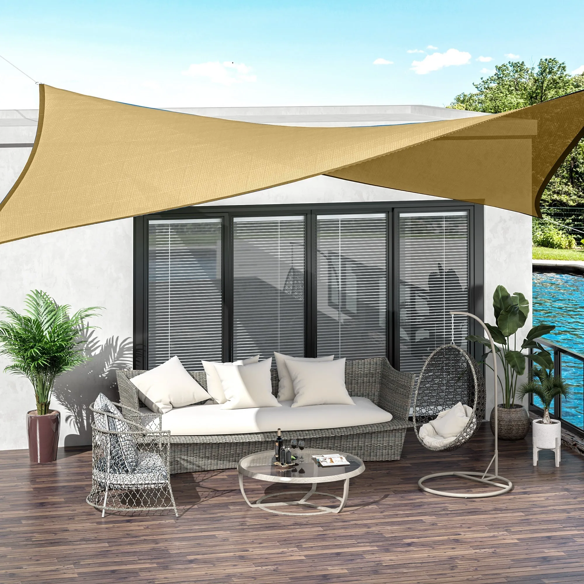 4 x 6m PE Rectangular Sun Shade Sail Awning UV Protection Sun Shade Sail, Yellow - Image 2