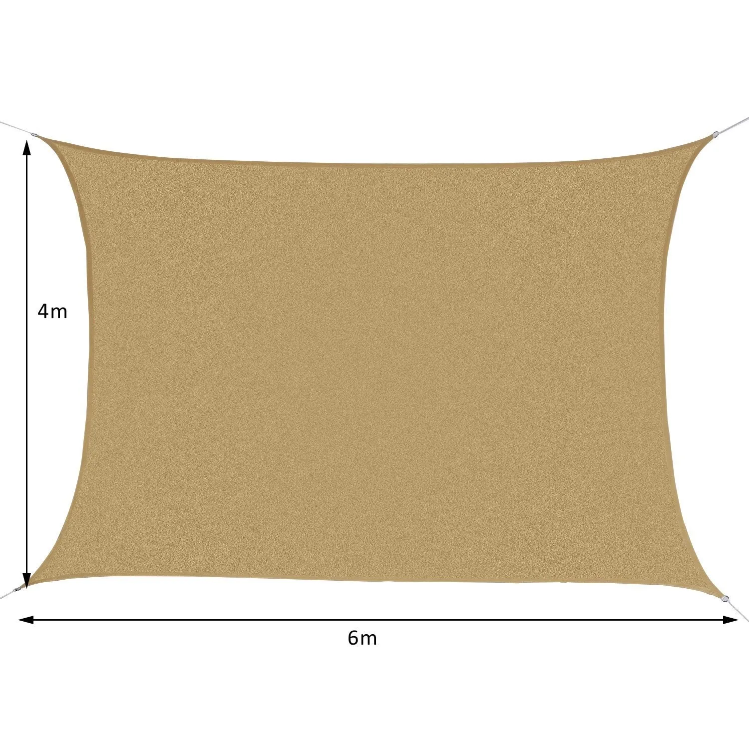 4 x 6m PE Rectangular Sun Shade Sail Awning UV Protection Sun Shade Sail, Yellow - Image 3