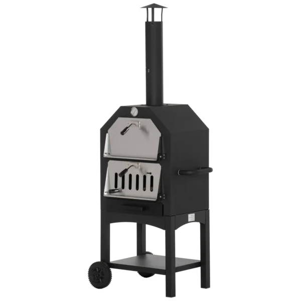 Black Outdoor Pizza Charcoal Oven