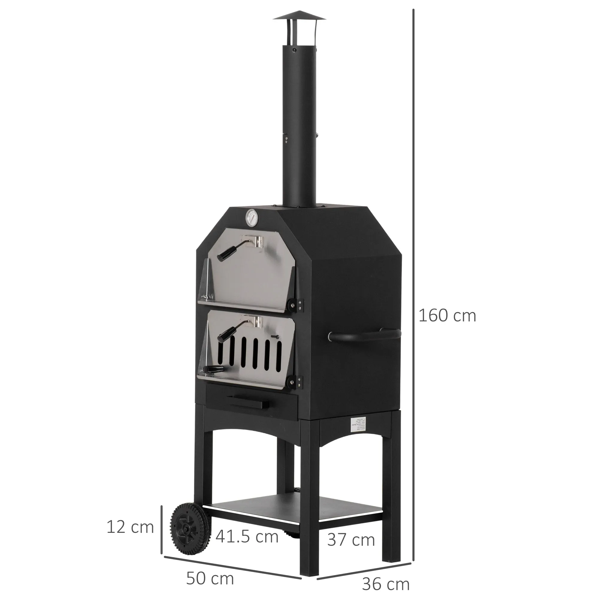 Black Outdoor Pizza Charcoal Oven - Image 3