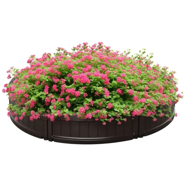 HDPE Raised Garden Bed, Round Outdoor Planter, Φ123x21cm, Brown