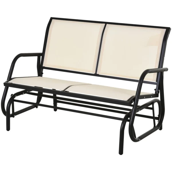 CARLISLE | 2 Seater Garden Swing Bench Metal Breathable Mesh Fabric 120x70x85cm Beige