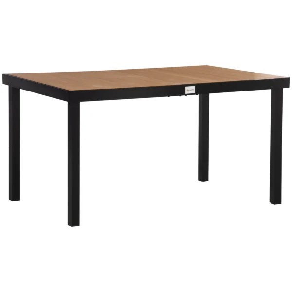 6-Seater Garden Table in Aluminum and Plastic, Black and Wood Color