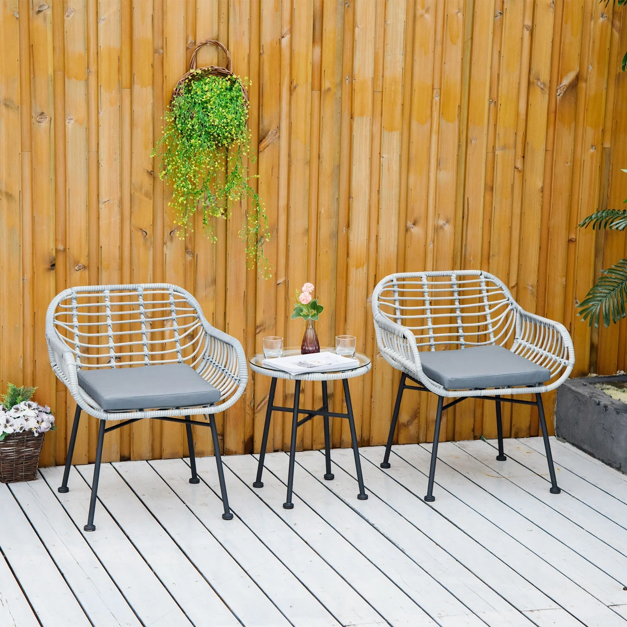 RABAT | Garden Furniture Set in Rattan PE with Table and 2 Chairs - Image 2