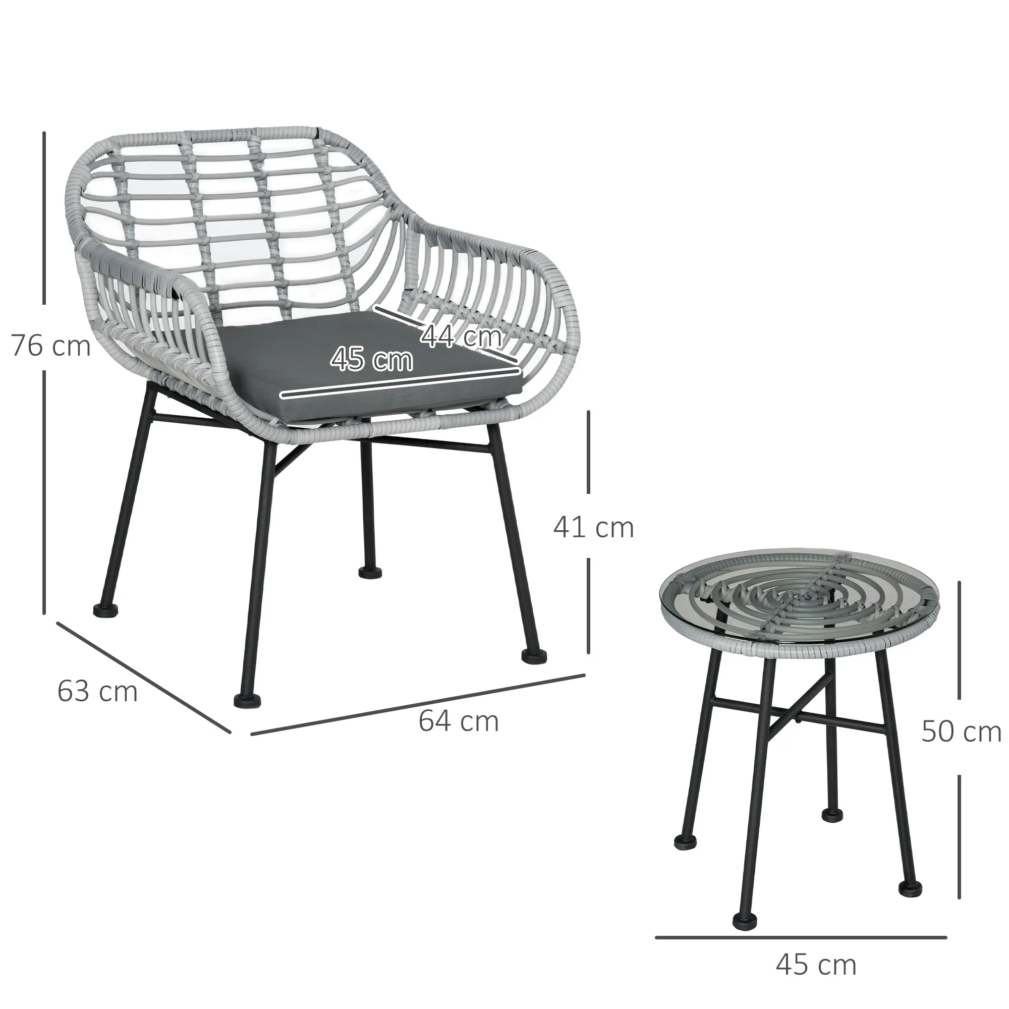 RABAT | Garden Furniture Set in Rattan PE with Table and 2 Chairs - Image 3