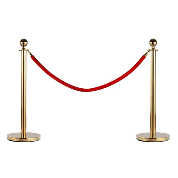 Gold Stainless Steel Retractable Bollard | Queue Barriers Barrier Posts with Ropes Red Stainless Steel Ф32 x 95CM Gold