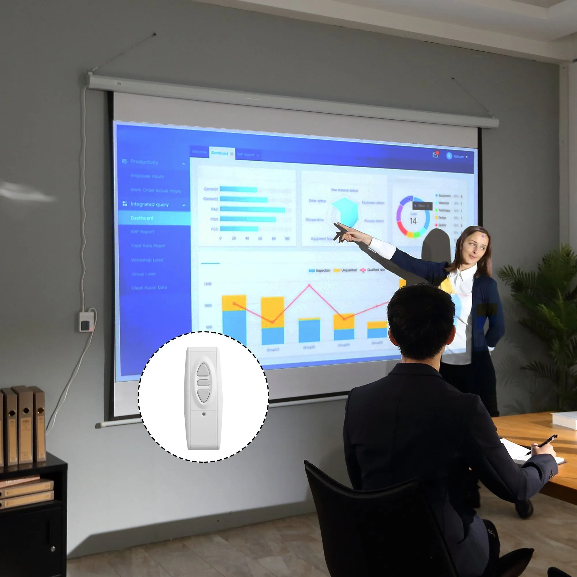 Motorized Projection Screen, 120'' White | - Image 2