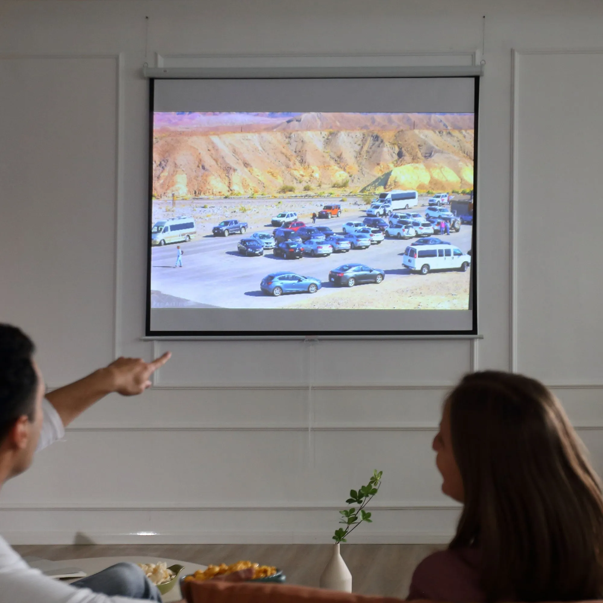 Projection Screen 100" Adjustable High Contrast Fabric Metal 203 x 152 cm White Black - Image 2
