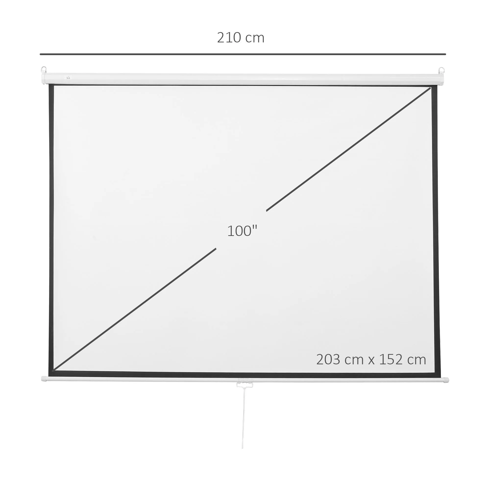 Projection Screen 100" Adjustable High Contrast Fabric Metal 203 x 152 cm White Black - Image 3