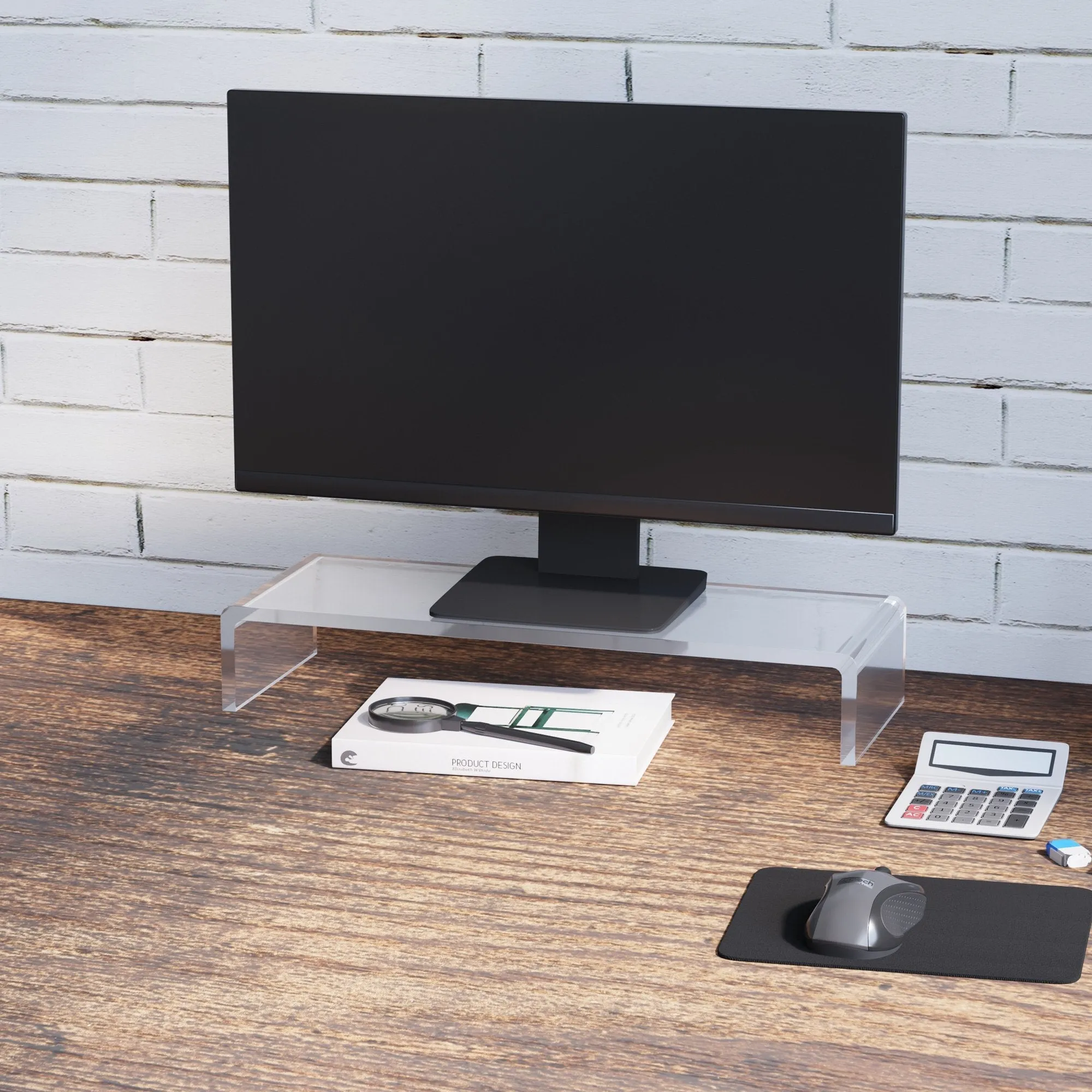 support for monitor computer TV support for transparent acrylic glass screens, 53x19x9cm - Image 2