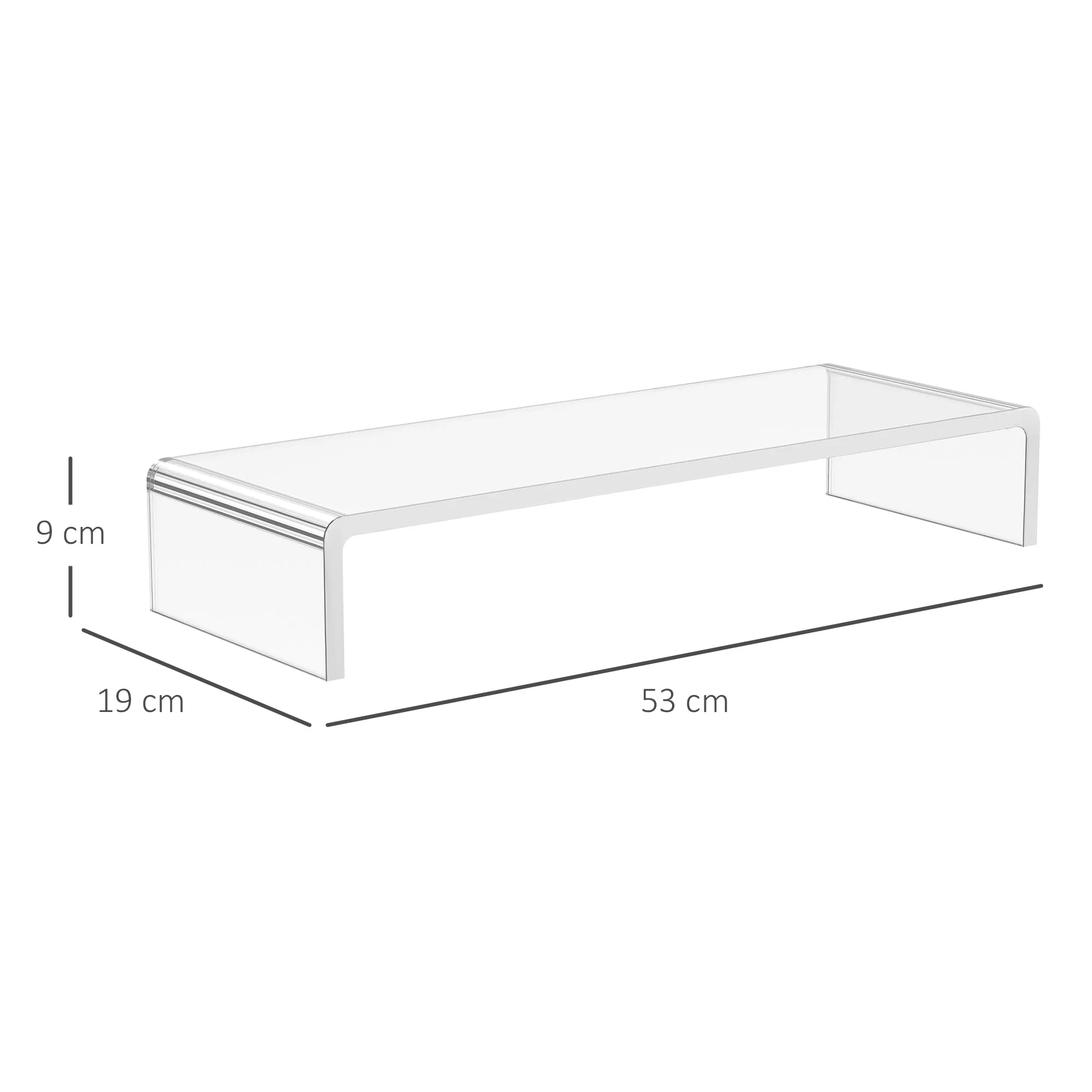 support for monitor computer TV support for transparent acrylic glass screens, 53x19x9cm - Image 3