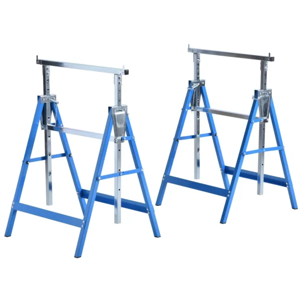 Set 2 Work Cavalllets Folding telescopic in steel tubes 68 x 58 x 80