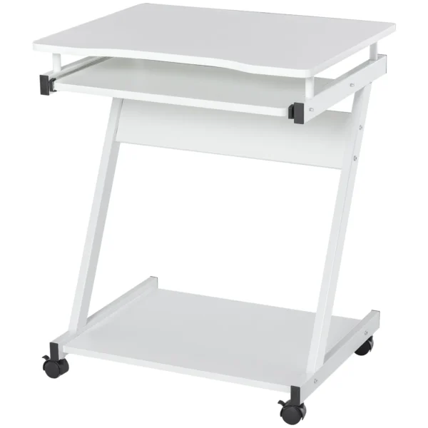 Desk Table PC PC Plan Planning Keyboard and 4 wheels, White