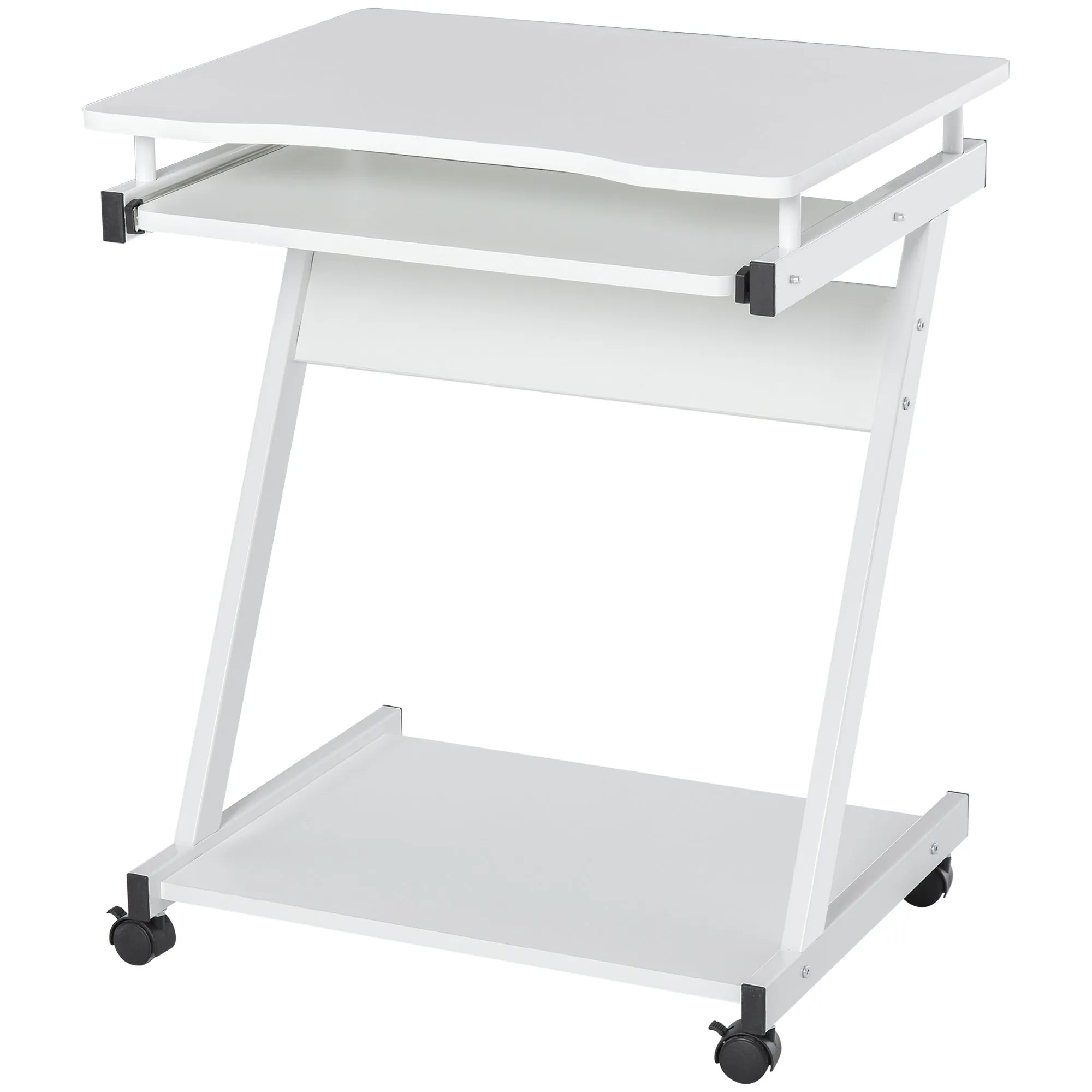 Desk Table PC PC Plan Planning Keyboard and 4 wheels, White