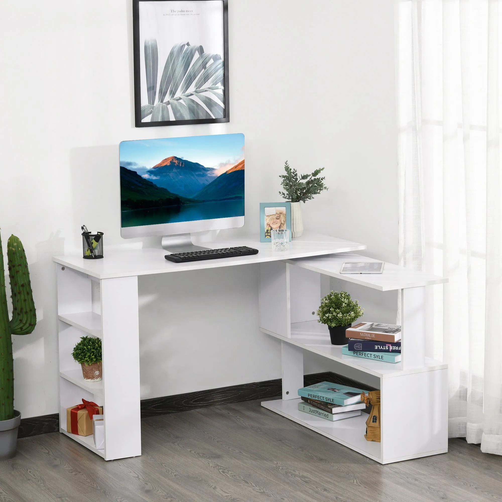 corner desk with 5 white shelves 120 x 100 x 74.5cm - Image 2