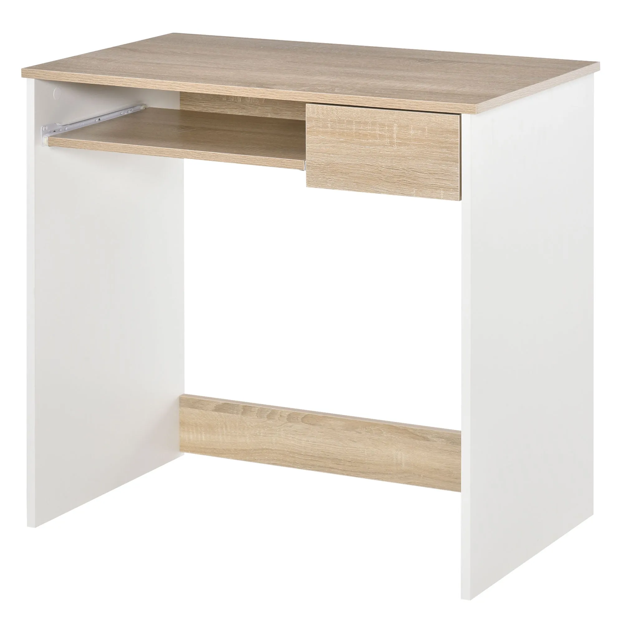 Desk for PC with keyboard shelf, oak white