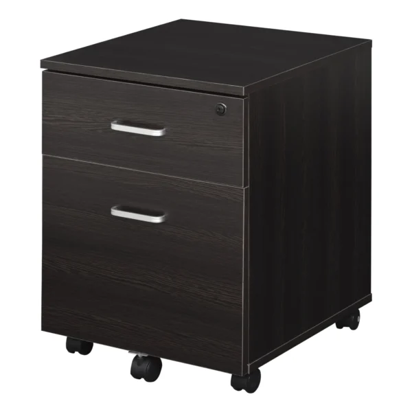 Office File Cabinet Wooden Desk Drawer Cabinet, 2 Drawers, Lock with 2 Keys, Black, 40x45x55.6cm