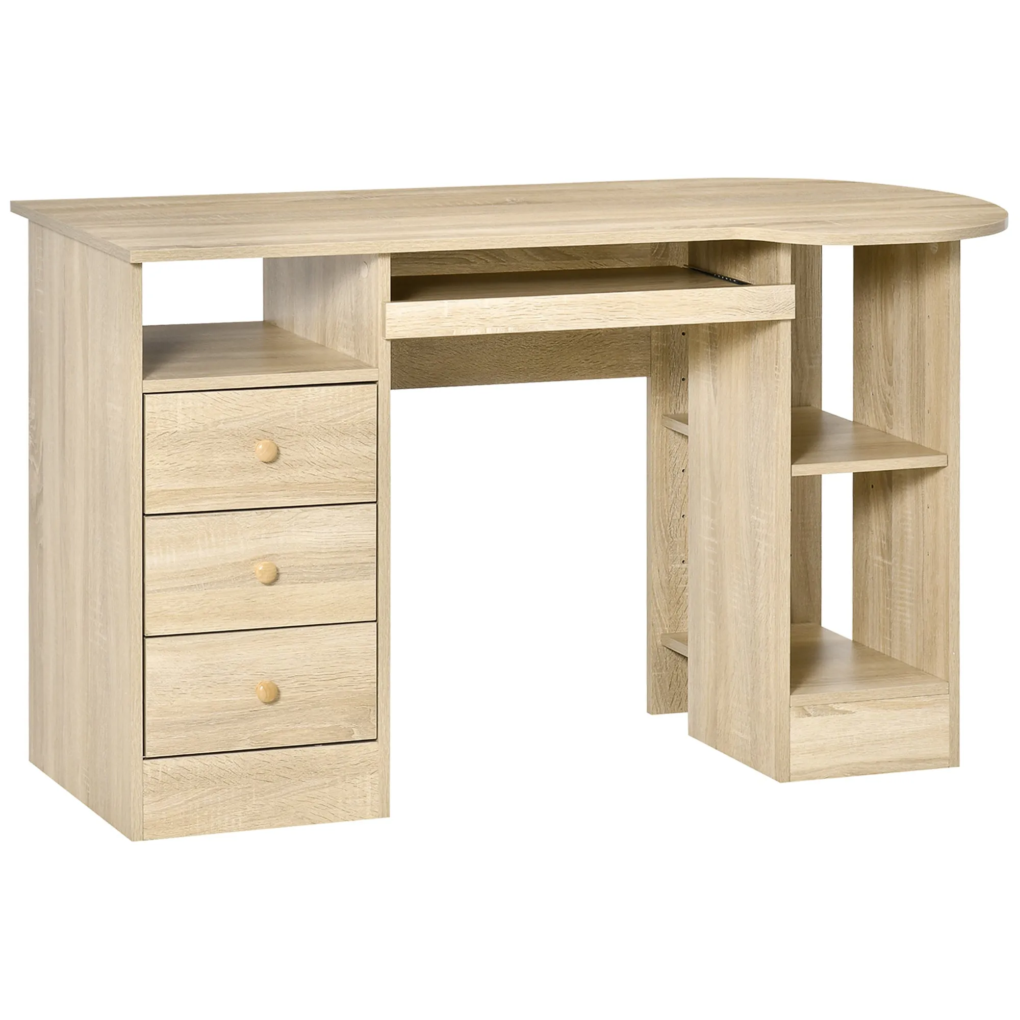 Desk from PC to Office with shelves, drawers and wooden headboard, 125x60x74cm